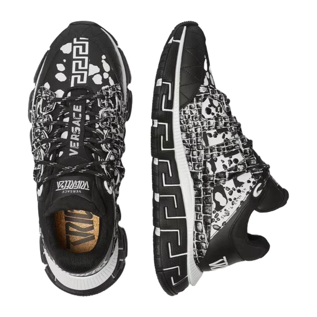 VERSACE TRIGRECA SNEAKERS PRINTED BLACK/WHITE - Image 3