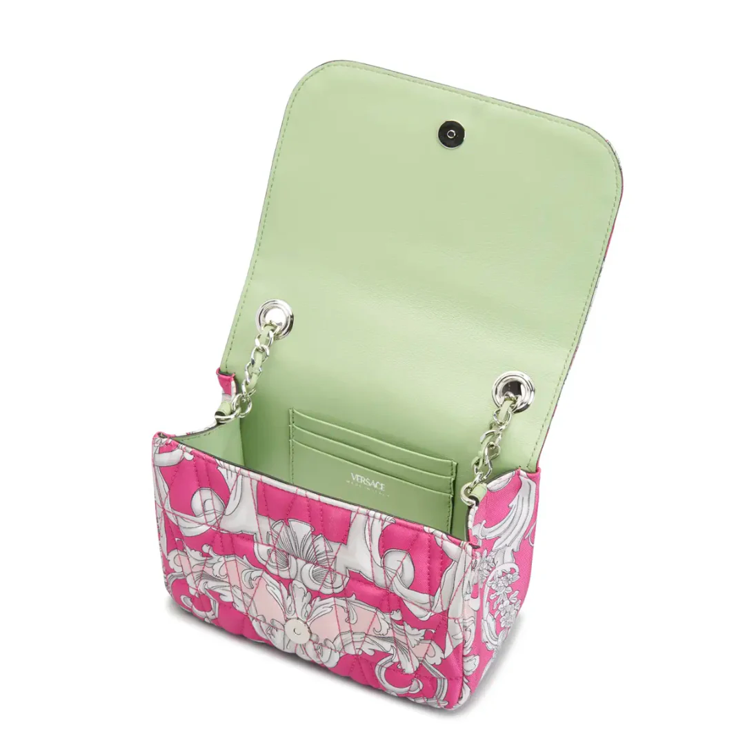 VERSACE VIRTUS BAROCCO PRINT SILK SHOULDER BAG FUCHSIA - Image 2