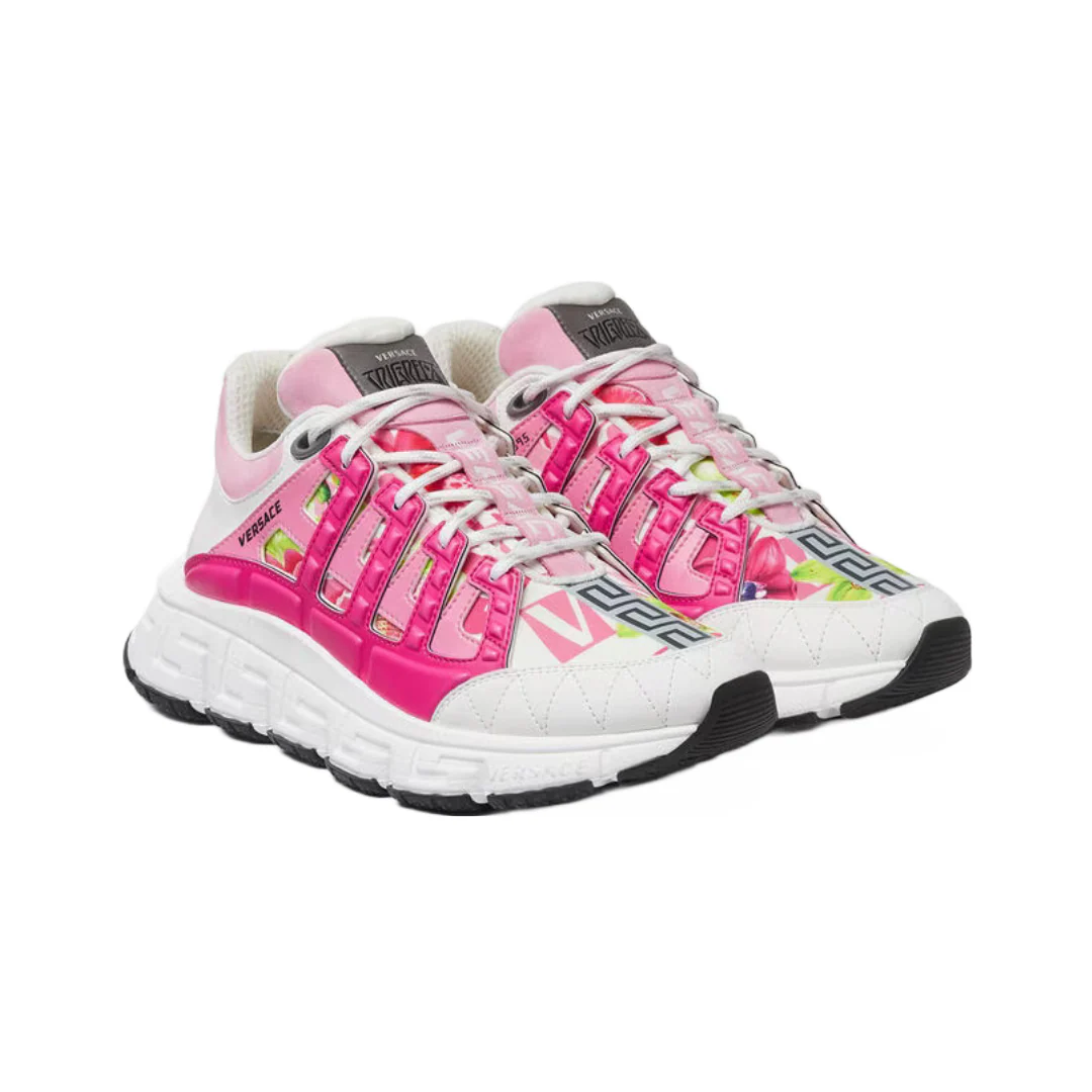 VERSACE WOMENS TRIGRECA SNEAKERS WHITE/PARADISE PINK - Image 2