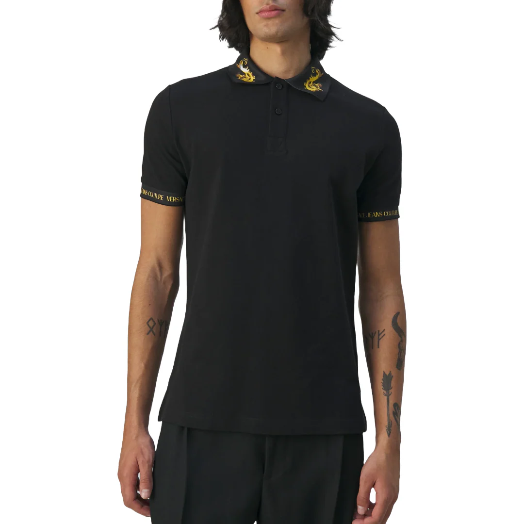 WATERCOLOR COLLAR COTTON T-SHIRT BLACK - Image 2