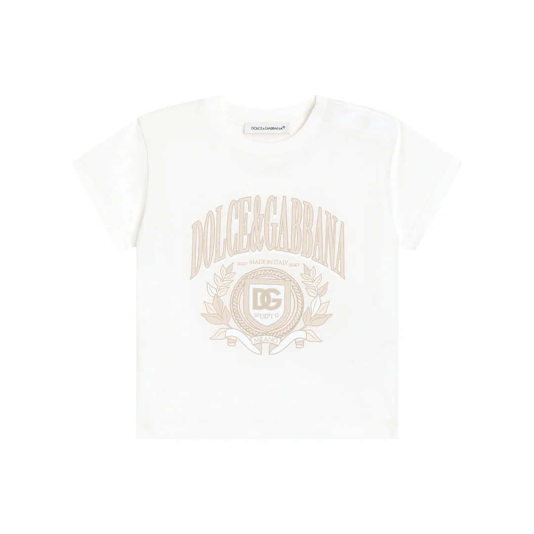 WHITE JERSEY T-SHIRT WITH DOLCE&GABBANA LOGO