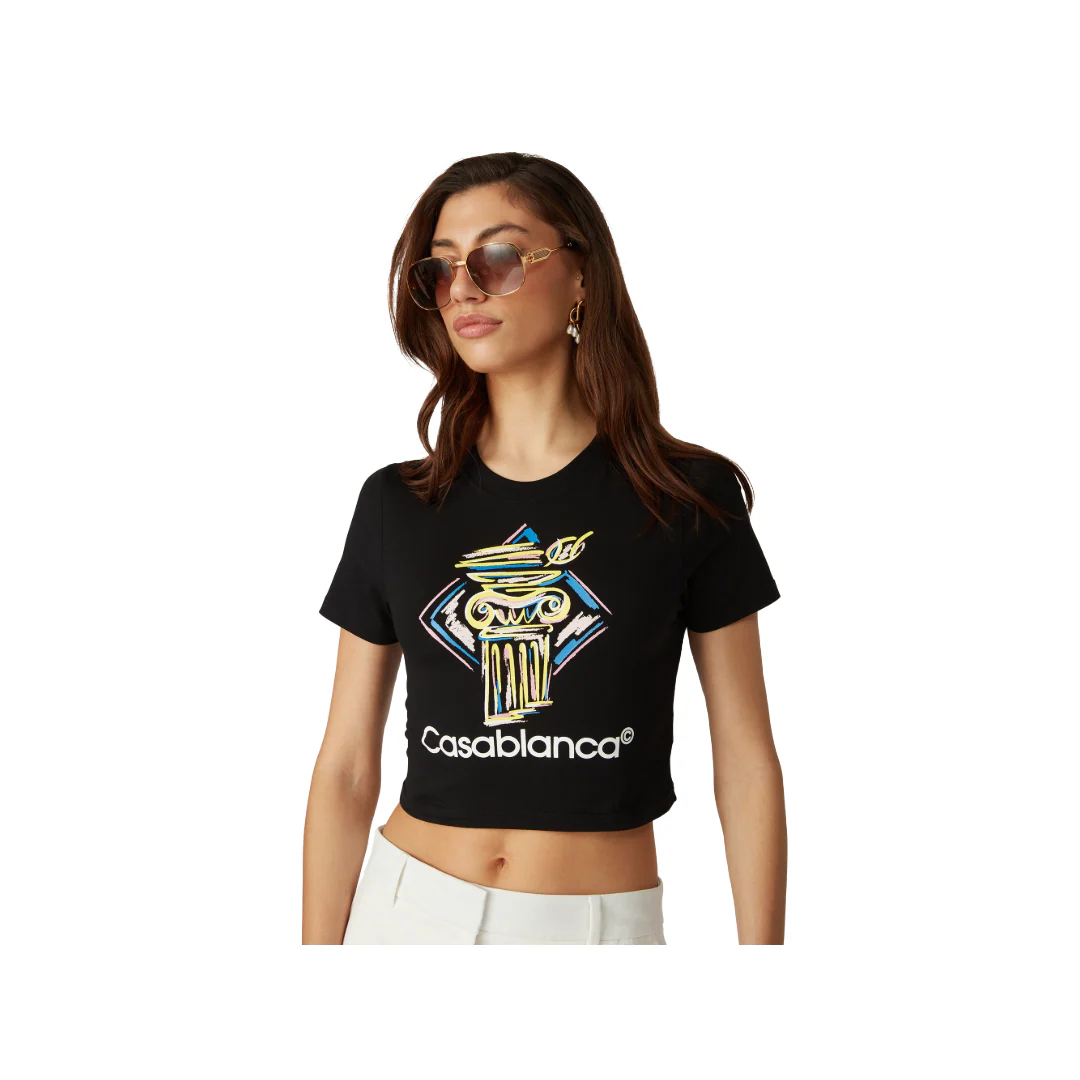 WOMENS DIAMOND COLUMN BABY T-SHIRT BLACK - Image 2
