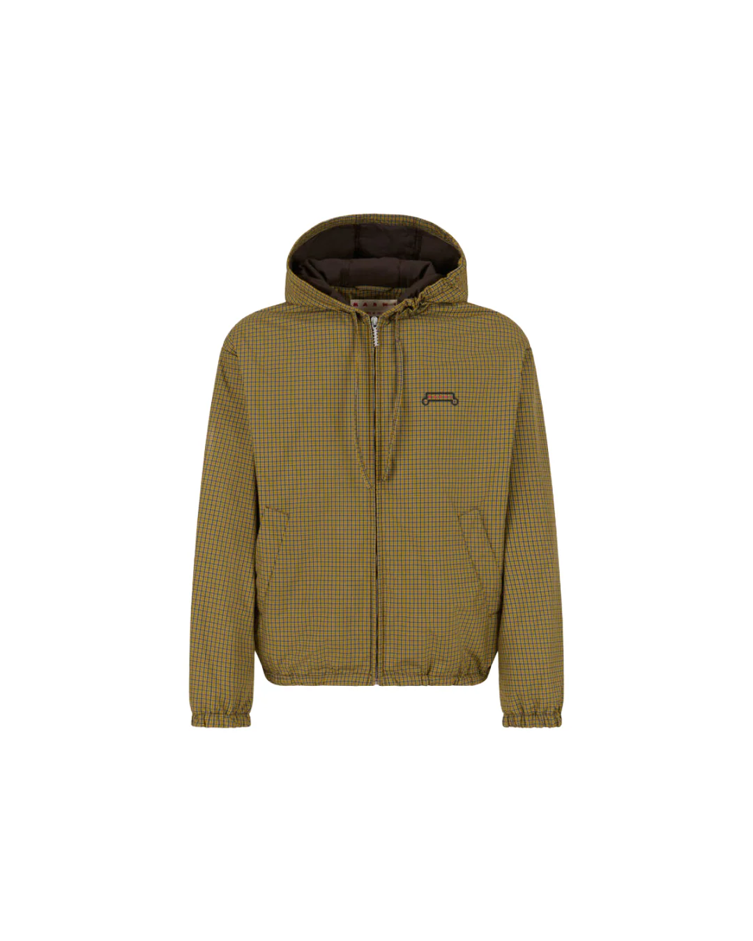 YELLOW AND BLACK CHECKED NYLON JACKET WITH TRUNKAROO LOGO