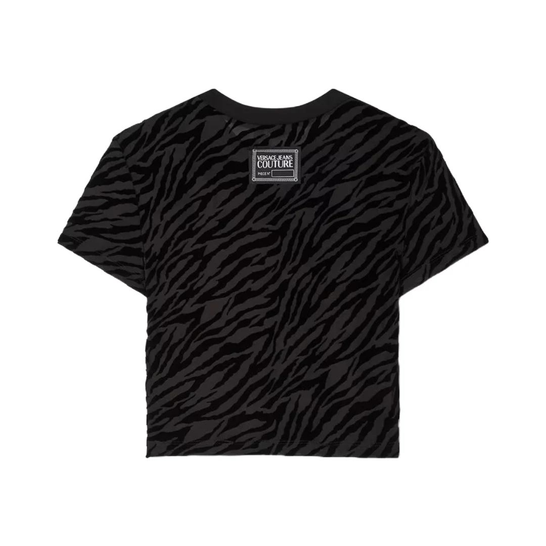 ZEBRA DEVORE CROP T-SHIRT BLACK - Image 2