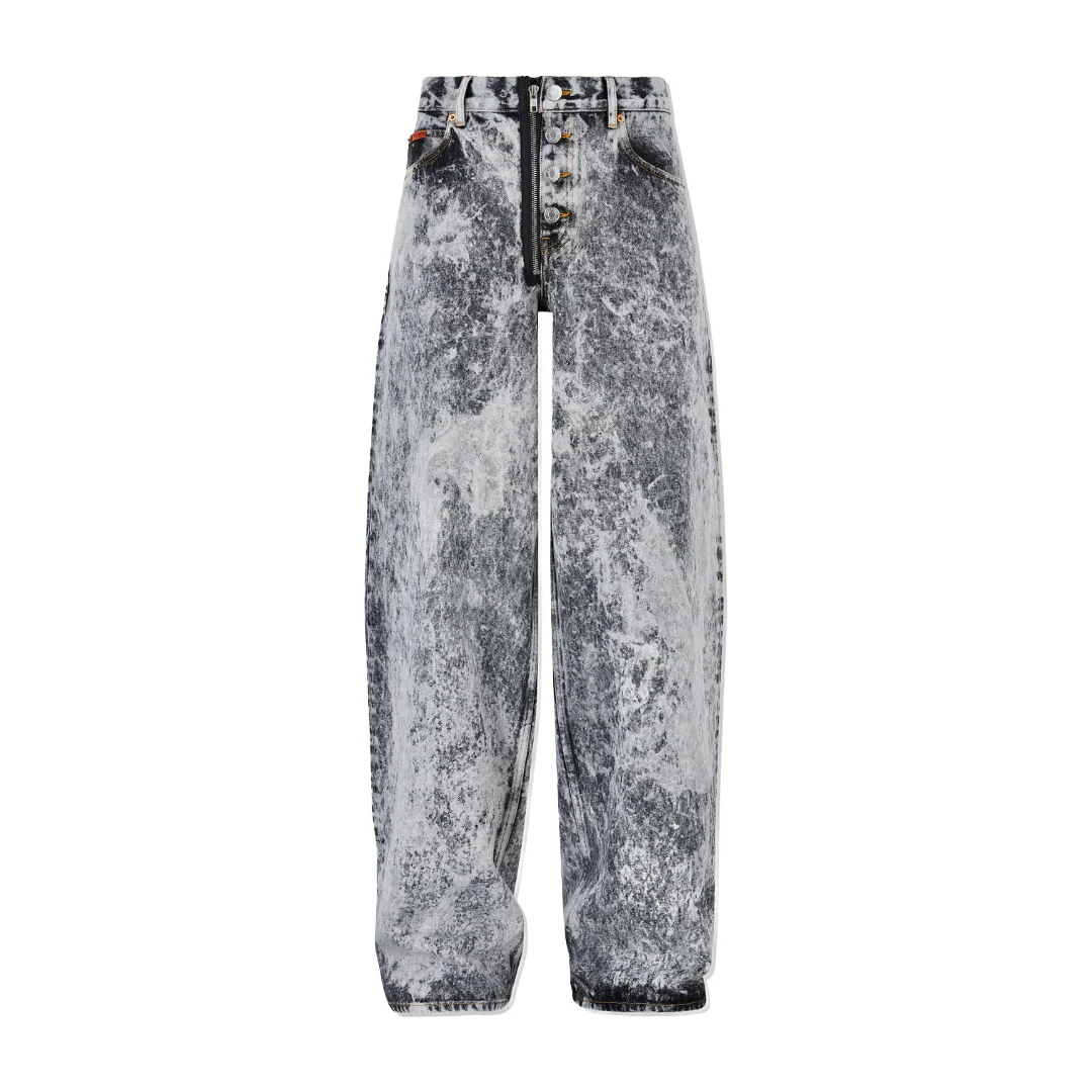 ZIP HEM JEAN GREY ACID WASH
